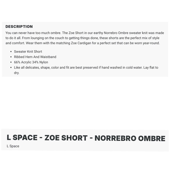 L*Space Women’s Size Large Zoé Sweater Knit Ombre Shorts NWT - Picture 6 of 10